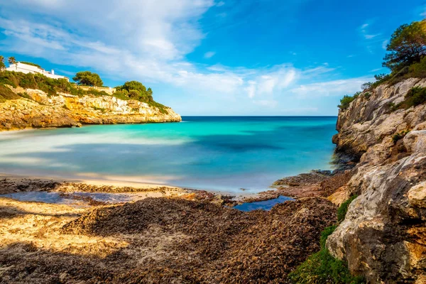 Platja Cala Anguila Mallorca Letnia Piaszczysta Plaża Błękitnym Niebem — Zdjęcie stockowe