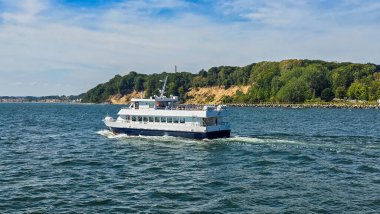 Passenger ship in front of white cliffs Sassnitz Ruegen Baltic Sea