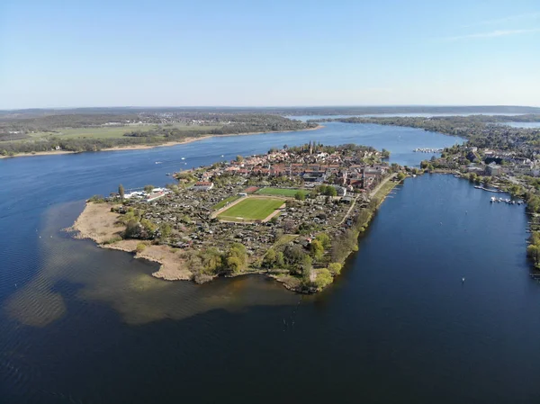 Vue Aérienne Île Werder City Dans Rivière Havel Avec Quartier — Photo