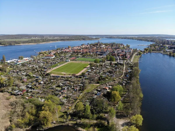 Vue Aérienne Île Werder City Dans Rivière Havel Avec Quartier — Photo