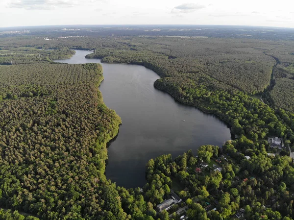 Letecký Pohled Jezero Btzsee Které Asi Čtyři Dlouhé 400 Široké — Stock fotografie