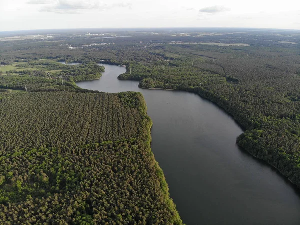 Letecký Pohled Jezero Btzsee Které Asi Čtyři Dlouhé 400 Široké — Stock fotografie