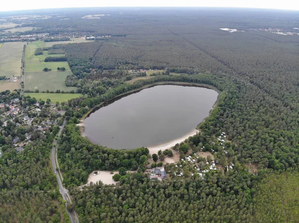 Letecký Pohled Jezero Gorinsee Přírodní Vodní Útvar Obci Wandlitz Okrese — Stock fotografie