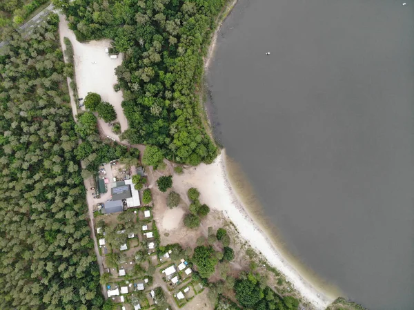 高林斯湖的空中景观 是巴尼姆勃兰登堡区万德利茨市的一个天然水体 它属于Schnwalde的Wandlitz区 面积为24公顷 — 图库照片