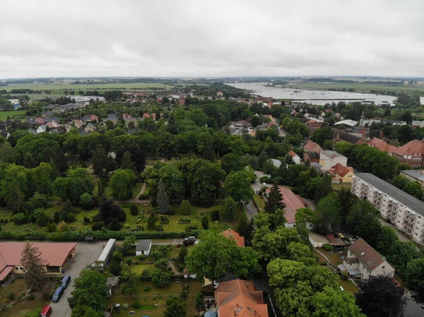 Vista Aérea Liga Hanseática Anklam Uma Cidade Região Pomerânia Ocidental — Fotografia de Stock