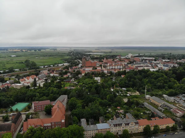 Widok Lotu Ptaka Hanzeatycką Ligę Anklam Miasto Pomorzu Zachodnim Meklemburgia — Zdjęcie stockowe