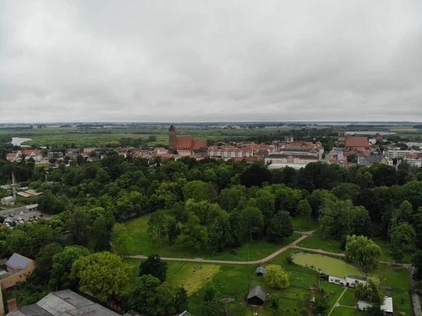 Vue Aérienne Ligue Hanséatique Anklam Une Ville Poméranie Occidentale Mecklembourg — Photo