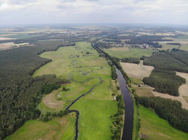 Letecký Pohled Průplav Řeky Havel Vokanal Krewelinu Oberhavlu Ruppineru Lakelandu — Stock fotografie