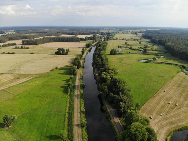 Letecký Pohled Průplav Řeky Havel Vokanal Krewelinu Oberhavlu Ruppineru Lakelandu — Stock fotografie