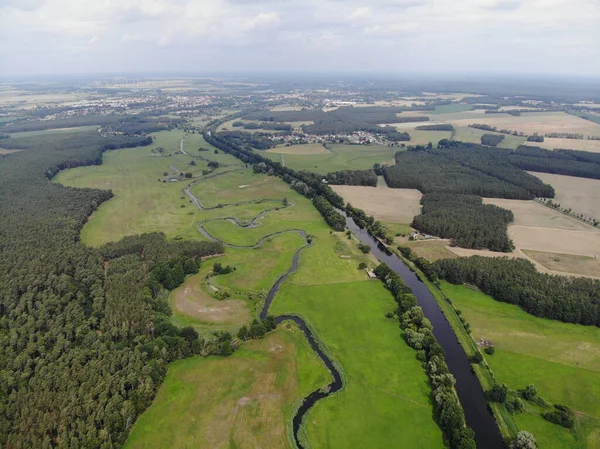 Luftaufnahme Des Havelkanals Vokanal Krewelin Oberhavel Ruppiner Seenland Brandenburg Deutschland — Stockfoto