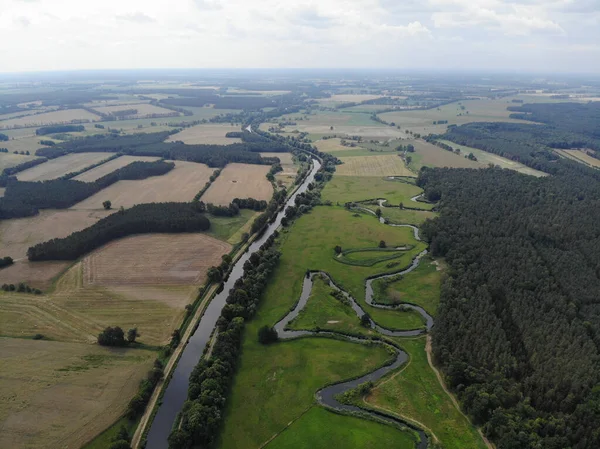 Letecký Pohled Průplav Řeky Havel Vokanal Krewelinu Oberhavlu Ruppineru Lakelandu — Stock fotografie
