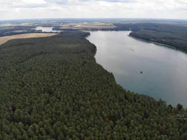 Aerial view of lake Groer Paelitzsee, Mecklenburg lake district, Germany clipart