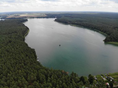 Groer Paelitzsee Gölü 'nün havadan görünüşü, Mecklenburg Gölü, Almanya