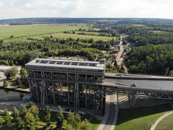 Letecký Pohled Niederfinow Boat Lift Kanálu Odra Havel Braniborsko — Stock fotografie