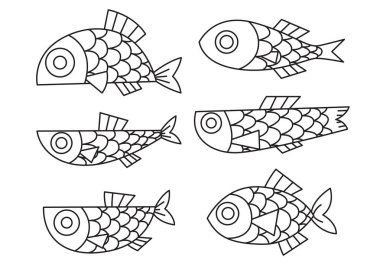 Grafik balık çizgi film, vektör