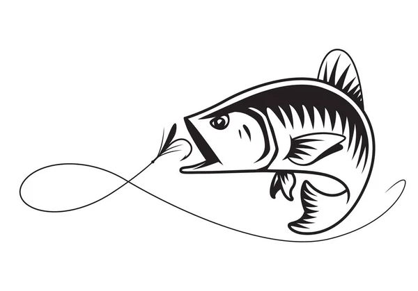 Pesca a mosca grafica — Vettoriale Stock