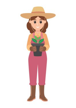 Bahçıvanlar bir saksı tutan standı