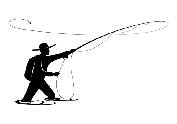 Pescador gráfico en acción — Vector de stock