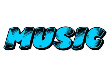 Müzik grafiti, kelime tasarımı pop art, vektör