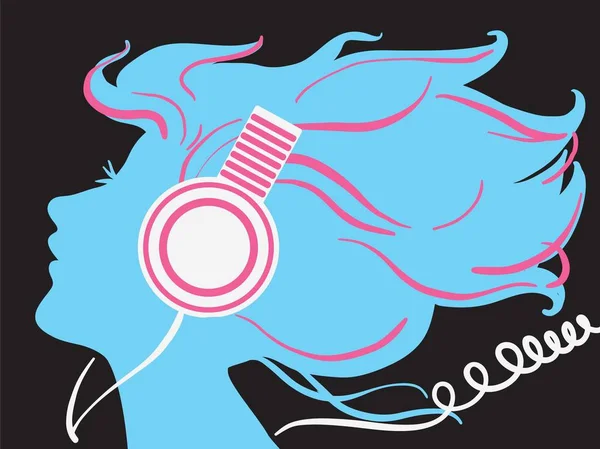 Vector Conceptual Creativo Mujer Escuchando Música Auriculares — Archivo Imágenes Vectoriales