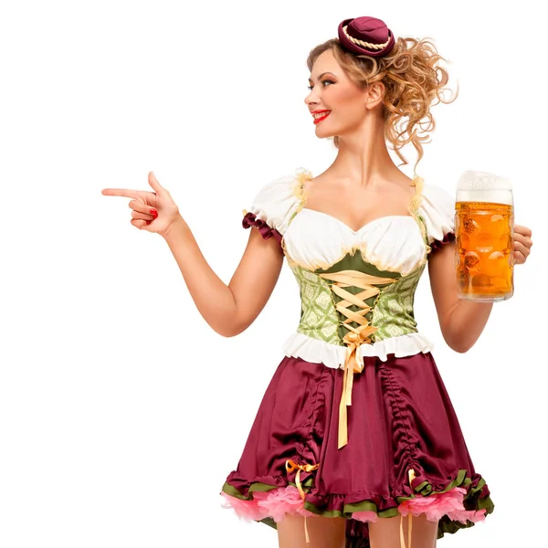 Foto Concettuale Creativa Della Cameriera Dell Oktoberfest Che Indossa Costume — Foto Stock