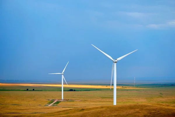 Wind Power Stations Wind Farm Group Wind Turbines Same Location — Stock Photo, Image