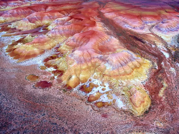 Vue Aérienne Sur Les Montagnes Colorées Akzhar Des Formations Craie — Photo