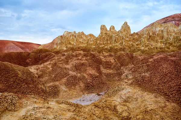 Formações Giz Coloridas Montanhas Akzhar Museu Geológico Sob Céu Aberto — Fotografia de Stock