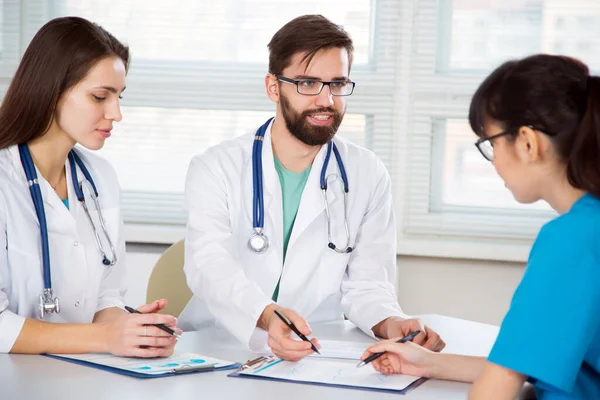 Group Doctors Clinic Discuss Diagnos Patient Royalty Free Stock Photos