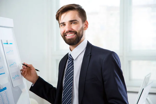 Uomo Affari Che Lavora Nuovo Progetto Ufficio — Foto Stock