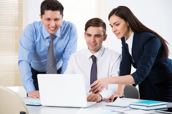 Attractive Businesswoman Explains Businessmen New Project — Stock Photo, Image