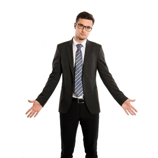 Disappointed Businessman Breeds Hands White Background — Stock Photo, Image