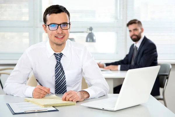 Portrait Young Businessman Working Office — Stock Photo, Image