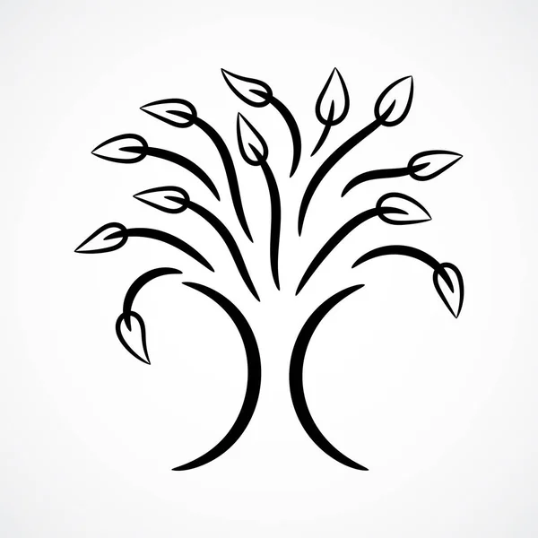 Абстрактный Контур Стилизованного Дерева Вектор — стоковый вектор