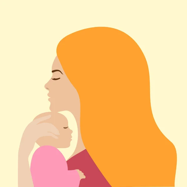 抱着新生婴儿的母亲 — 图库矢量图片