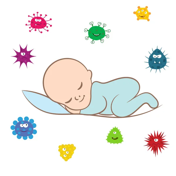 Neugeborenes Baby Und Virenbefall Vektor — Stockvektor