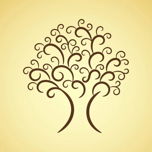Ozdobný Dekorativní Hnědý Strom Vektorový — Stockový vektor