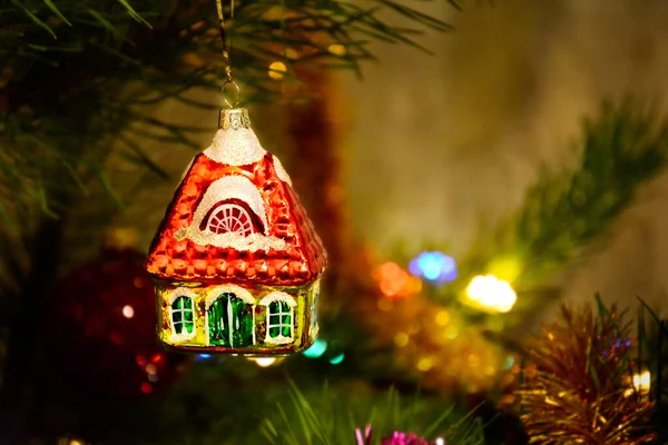Christmas toy little house on the tree
