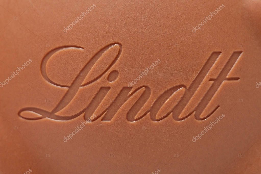 Minsk, Belarus, May 29, 2018: Logo on Lindt chocolate