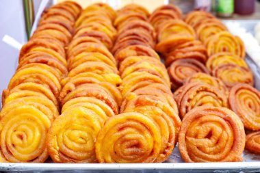 Hint tatlı yemek Jalebi. Lezzetli hint tatlısı.