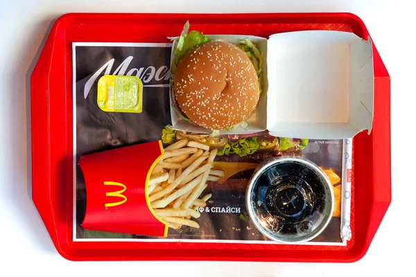 Menù Hamburger Big Mac Nel Ristorante Mcdonald Vista Dall Alto — Foto Stock