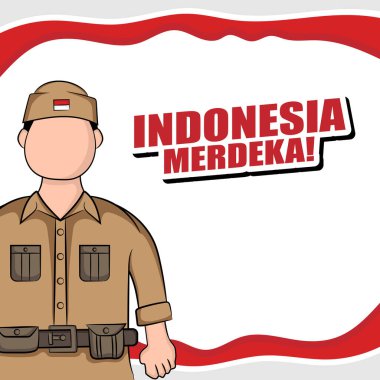Endonezya 'nın bağımsızlık günü tebrik kartı kavramının el çizimi. Bu da 17 Ağustos 'ta kutlanır. (Çeviri: Kemerdekaan Endonezya)