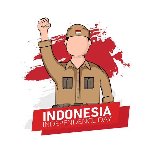 Ilustrasi Tangan Mengenai Konsep Kartu Ucapan Kemerdekaan Indonesia Yang Dirayakan - Stok Vektor