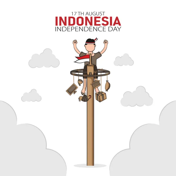 Ручная Иллюстрация Концепции Поздравительной Открытки Дня Независимости Индонезии Которое Отмечается — стоковый вектор
