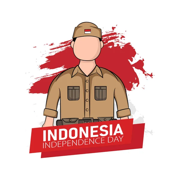 Ilustração Desenhada Mão Conceito Cartão Saudação Dia Independência Indonésia Que — Vetor de Stock