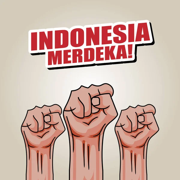 인도네시아 기념일을 손으로 컨셉트 축하하는 날입니다 Kemerdekaan Indonesia — 스톡 벡터