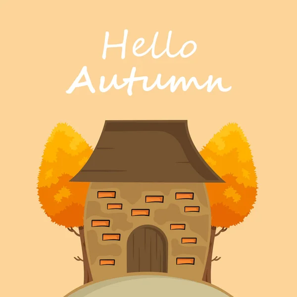 Herbst Hintergrund Mit Handgezeichnetem Herbsttext Und Blättern Drumherum Ferienverkauf Promo — Stockvektor