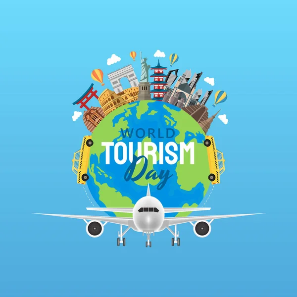 Illustration Dessinée Main Concept Journée Mondiale Tourisme Illustration Vectorielle — Image vectorielle