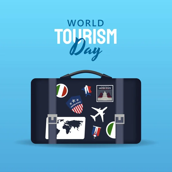 Dünya Turizm Günü Konseptinin Çizimi Çizimi Vektör Llüstrasyonu — Stok Vektör
