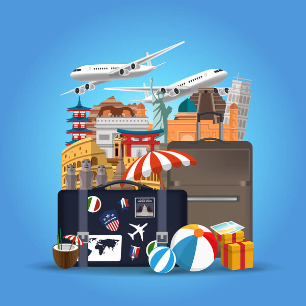 Ручная иллюстрация концепции Всемирного дня туризма. Векторная миграция